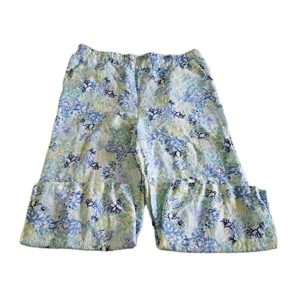 Northern Reflections Pants Womens XL Floral Cropped Wide Leg Pull On Linen Blend - Picture 12 of 16